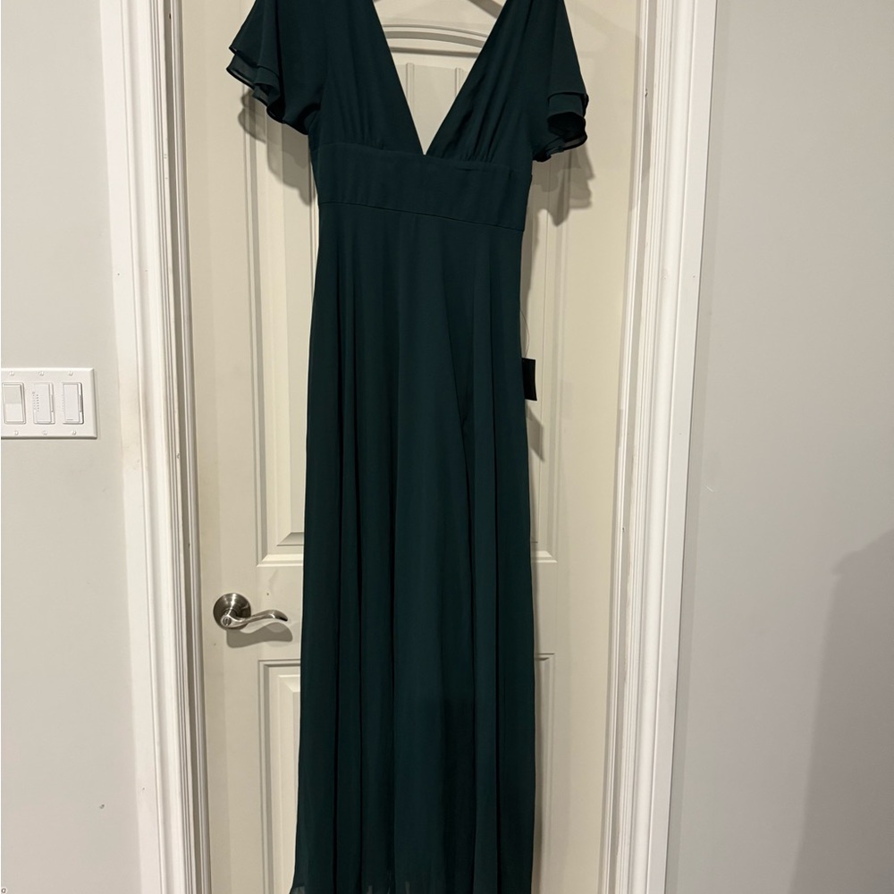 Lulus Size four-six Green V-Neck Maxi Dress